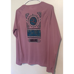 Reel Life Fishing Shirt Women’s Medium Pink UV Protection Sun Moon Stars Tee